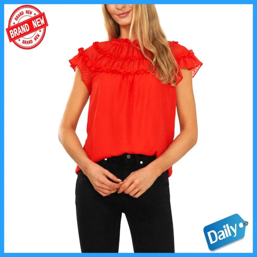 Girls Polyester Blouse Ruffle Yoke Pullover Short Sleeve Elegant Office Wear